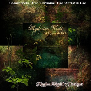 Mysterious Woods Backgrounds {Commercial Use} Digital Scrapbook-Fairy Forest-Photography-Dark Woods-Grunge Backgrounds-Magical Backgrounds