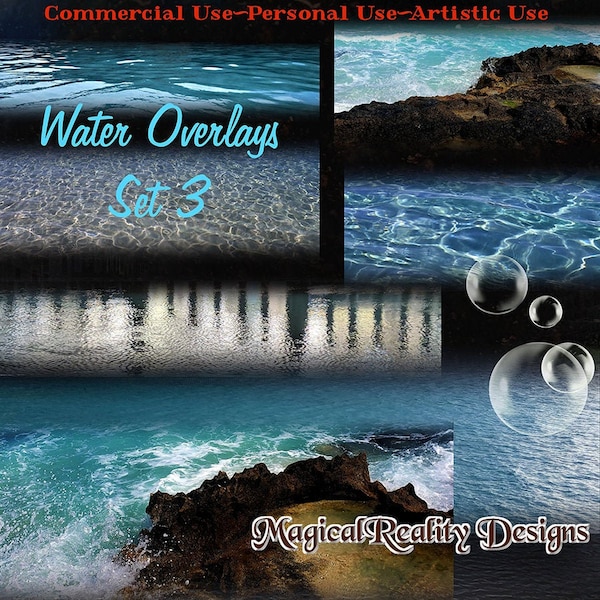 Water Overlays Set 3 - Photoshop Overlays - Digital Scrapbooking - Water Clipart - Water png - Photomask - Magical - Fantasy - Under The Sea