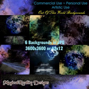 Out Of This World Backgrounds - Digital Fantasy Backgrounds -  Digital Scrapbook Kit - Magical Backgrounds - Enchanted -JPG- Space Papers