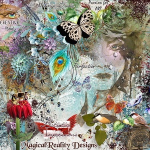 MEGA Digital Scrapbook Kit {Artystyczne wrażenia Część 1} Nakładki Photoshopa~Artystyczność~Artystyczny~Sztuka cyfrowa~Kobieta vintage~Ludzie~Kreatywny~PNG