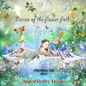 Wróżki z kwiatów pole {część 1} cyfrowy Notatnik-Fairy-Fantasy-magiczne-Enchanted-magiczne lasy-bajki Woods-bajki Las