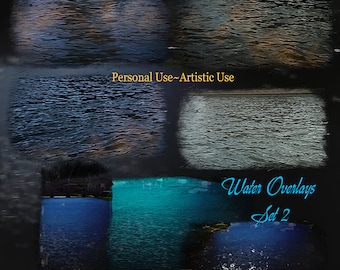 Water Overlays Set 2 - WITH SCRIPT - Photoshop Overlays - Digital Scrapbooking - Water Clipart - Water png - Photomask - Magical - Fantasy