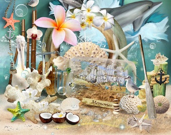 Digital Scrapbook Kit- Sea Memories {Embellishments} PNG - Clip Art - Summer Themed - Vacation - Summer kit - Photoshop Png - Travel - Sea