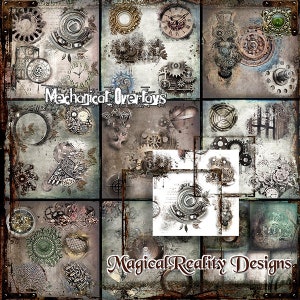 Mechanical Overlays -BUNDLE - Digital Scrapbook - Photoshop Overlays - Steampunk - Steamunk Overlays Autumn - Urban - PNG - Grunge