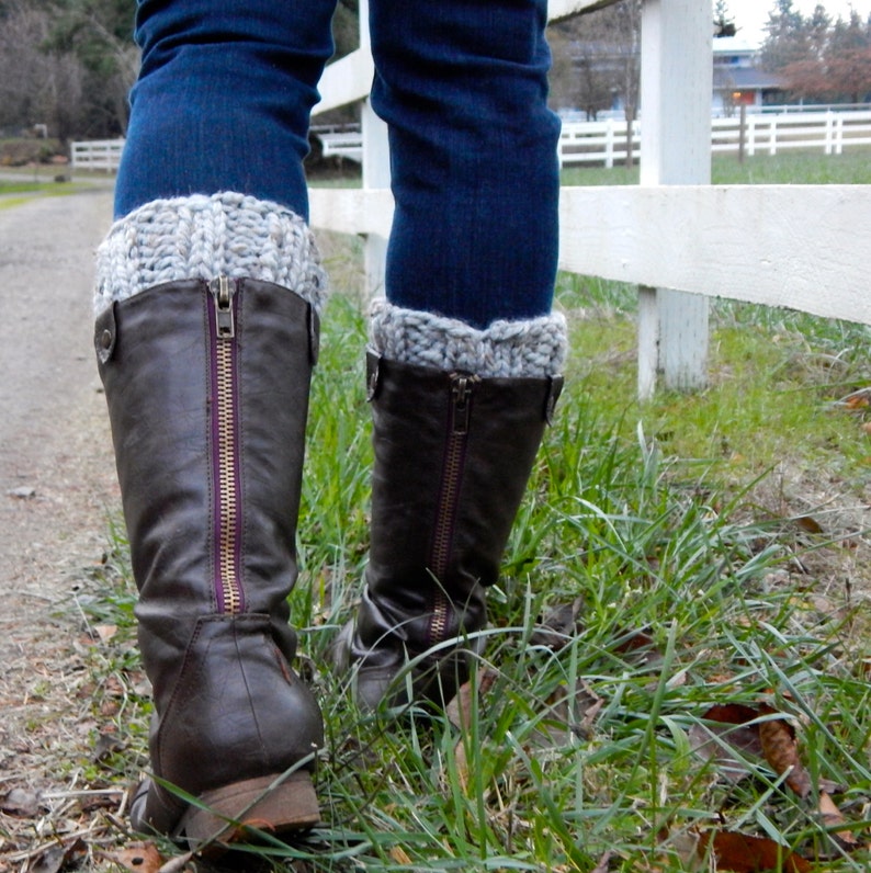 Boot Cuff Socks Leg Warmers Boot Warmers / Bull Run /in Gray Marble image 2