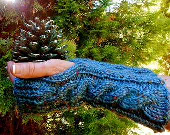 Knit Fingerless Gloves, Texting Gloves, Fingerless Mittens, Gift for Her