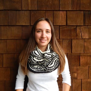 Sciarpa collo scaldino lavorato a maglia cappuccio Infinity Scarf Black e White
