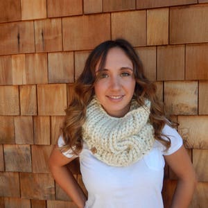 Chunky Knit Scarf Cowl Neck Warmer Cream Scarf