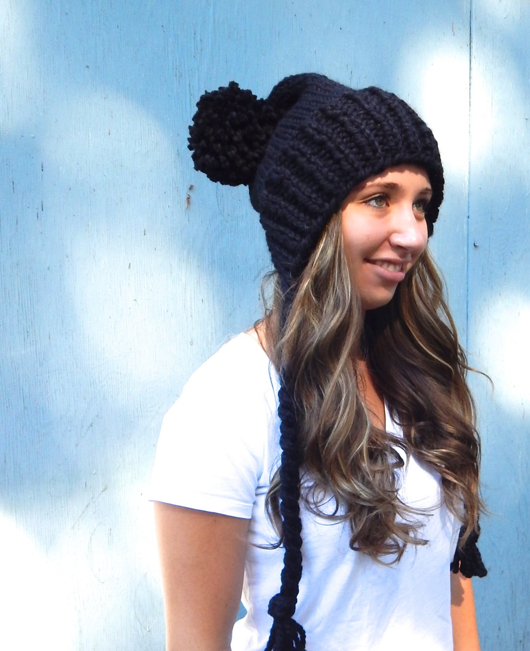 Bonnet Noir à Pompon Taille Unique (OS) - Marque No Label - Occasion Très Bon État