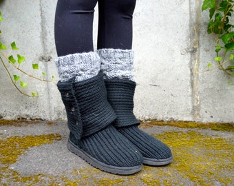 Boot Cuffs, Boot Toppers, Leg Warmers, Boot Warmers / THE  ALSEAS / stone gray