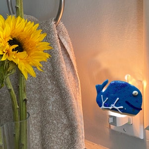 Blue whale Night Light, ocean color,Graphic,Bedroom,Bathroom,Entry,Handmade,Fused Glass,Bathroom,Bedroom,Kitchen,Entry,Christmas gift, moms