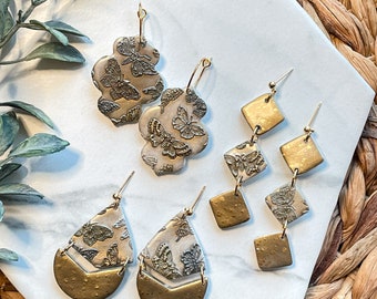Butterfly Polymer Clay Dangle Earrings: Handmade Nature Jewelry