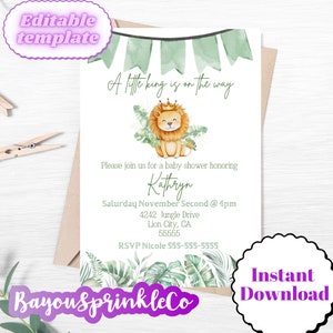 Little King is on the way baby shower Invitation Template