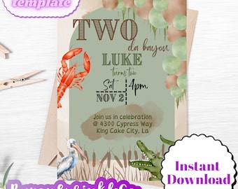 Two da bayou swamp birthday Invitation Template
