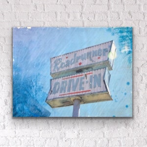 Route 66 Photography | Neon sign | Drive in Print | Mid Century Modern Art | vintage movie art | Wall Art