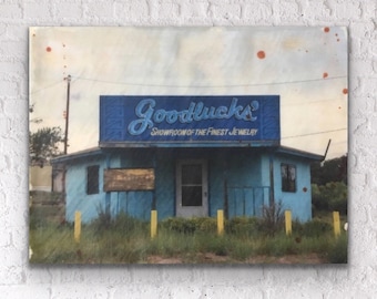 Route 66 Photography | Good Luck Sign | Neon sign | Cafe Art Print | Mid Century Modern Art | Wall Art