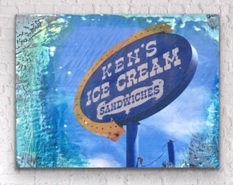 Route 66 Photography | Neon sign | ice cream Art Print | Mid Century Modern Art | ice cream Shop Art | Wall Art