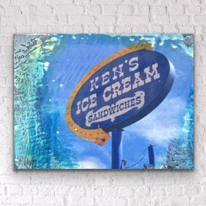Route 66 Photography | Neon sign | ice cream Art Print | Mid Century Modern Art | ice cream Shop Art | Wall Art