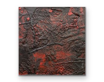 Red and Black Abstract Painting |  Small Modern Art  | Abstract Painting | Home Decor