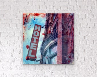 Hotel (Gladstone Hotel Toronto) | Encaustic Painting | Bar Photography | Bar Sign | Block Art