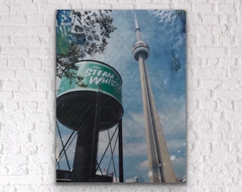 CN Tower and Steam Whistle | Encaustic Painting | Toronto Photography | CN Tower Print | Architecture Photography |  Home Decor