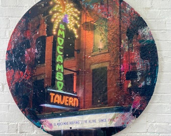 El Mocambo Tavern Encaustic Painting – Toronto Landmark Wall Art – Mixed Media Photography on Wax – 40” Original Handmade Decor
