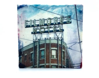 Filmores Hotel | Encaustic Painting | Urban Photography | Toronto Wall Art | Block Art