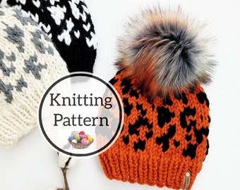 Roar Beanie Knit Hat Pattern, Knit Toque Pattern, Knit PDF Pattern