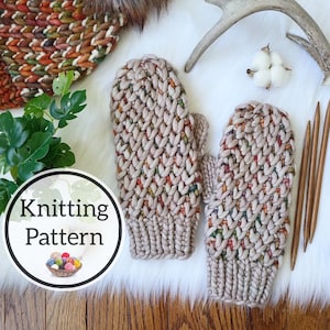 Knit Pattern, Mountain Road Mitts, Fingerless Mitts and Mittens, Mosaic Knitting Pattern