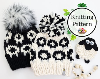 Bah-rilliant Beanie Knit Hat Pattern, Toddler and Teen/Adult Super Bulky Sheep Hat Pattern