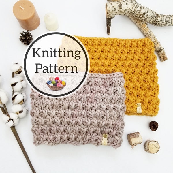 Knit Pattern, Tristan Cowl Knitting Pattern in 2 sizes