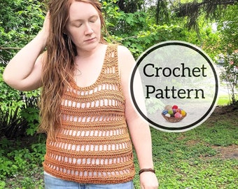 Crochet Pattern, Lilac Lane Tank Top in sizes XS-5X, Festival Tank Top, Swim Cover-up