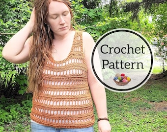 Crochet Pattern, Lilac Lane Tank Top in sizes XS-5X, Festival Tank Top, Swim Cover-up