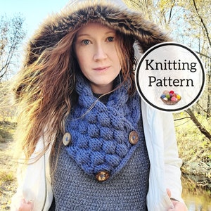 Knit Pattern, Pop Cowl, Knit Scarf Pattern, Bubble Stitch Infinity Scarf