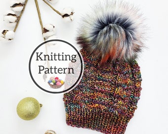 Knit Pattern, Maerad Beanie Knit Hat Pattern, Bulky and Super Bulky Hat Pattern