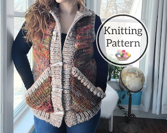 Knitting Pattern, Basic Ass Vest, Advanced Beginner Vest Pattern in sizes S-3X