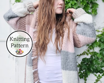 Knitting Pattern, Neapolitan Cardigan, Advanced Beginner Robe, Sweater Pattern