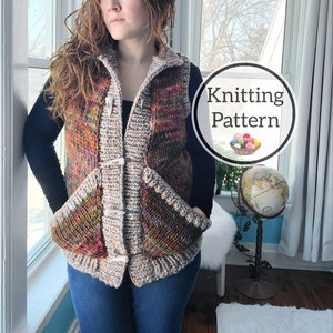 Knitting Pattern, Basic Ass Vest, Advanced Beginner Vest Pattern in sizes S-3X
