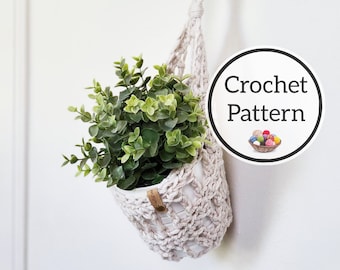Crochet Pattern, Sunny Hanging Basket, Plant Hanger, Produce Basket, Plant Pod