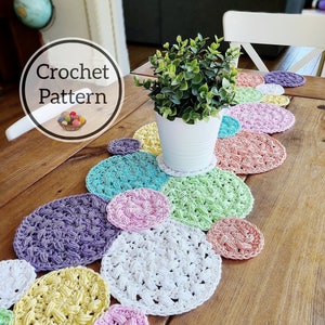 Crochet Pattern, Puff Dreams Table Runner Pattern, Crochet Doily Pattern image 1