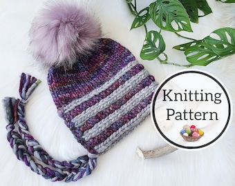 Knit Pattern, Off the Beaten Path Bonnet in Toddler, Child and Adult sizes, Ribbed Knit Hat Pattern