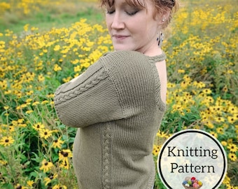 Knitting Pattern, Secrets Sweater, Cable Knit Sweater Pattern, Short, Elbow and Long Sleeve options, Braid Sweater, sizes XS-3X