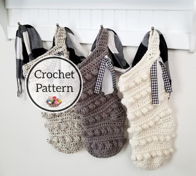 Pattern, Cobblestone Crochet Stocking Pattern, Crochet Stocking Pattern, Christmas Stocking Pattern image 1