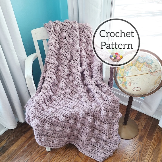 Crochet Pattern Beacon Hill Blanket Bobble Blanket in Lovey Stroller Receiving Crib Throw Sizes Etsy Canada
