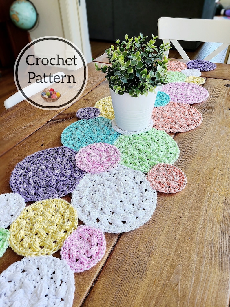 Crochet Pattern, Puff Dreams Table Runner Pattern, Crochet Doily Pattern image 1