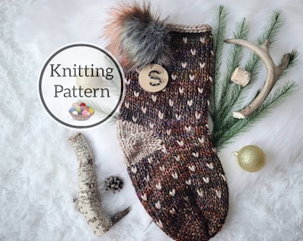 Knit Pattern, Classic Little Hearts Christmas Stocking Pattern