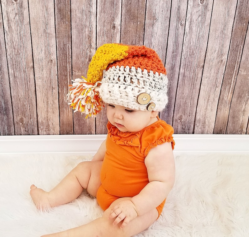 Crochet Halloween Hat Pattern Candy Corn and Santa Hat Patterns in 10 sizes Pattern Bundle Santa Crochet Hat Pattern
