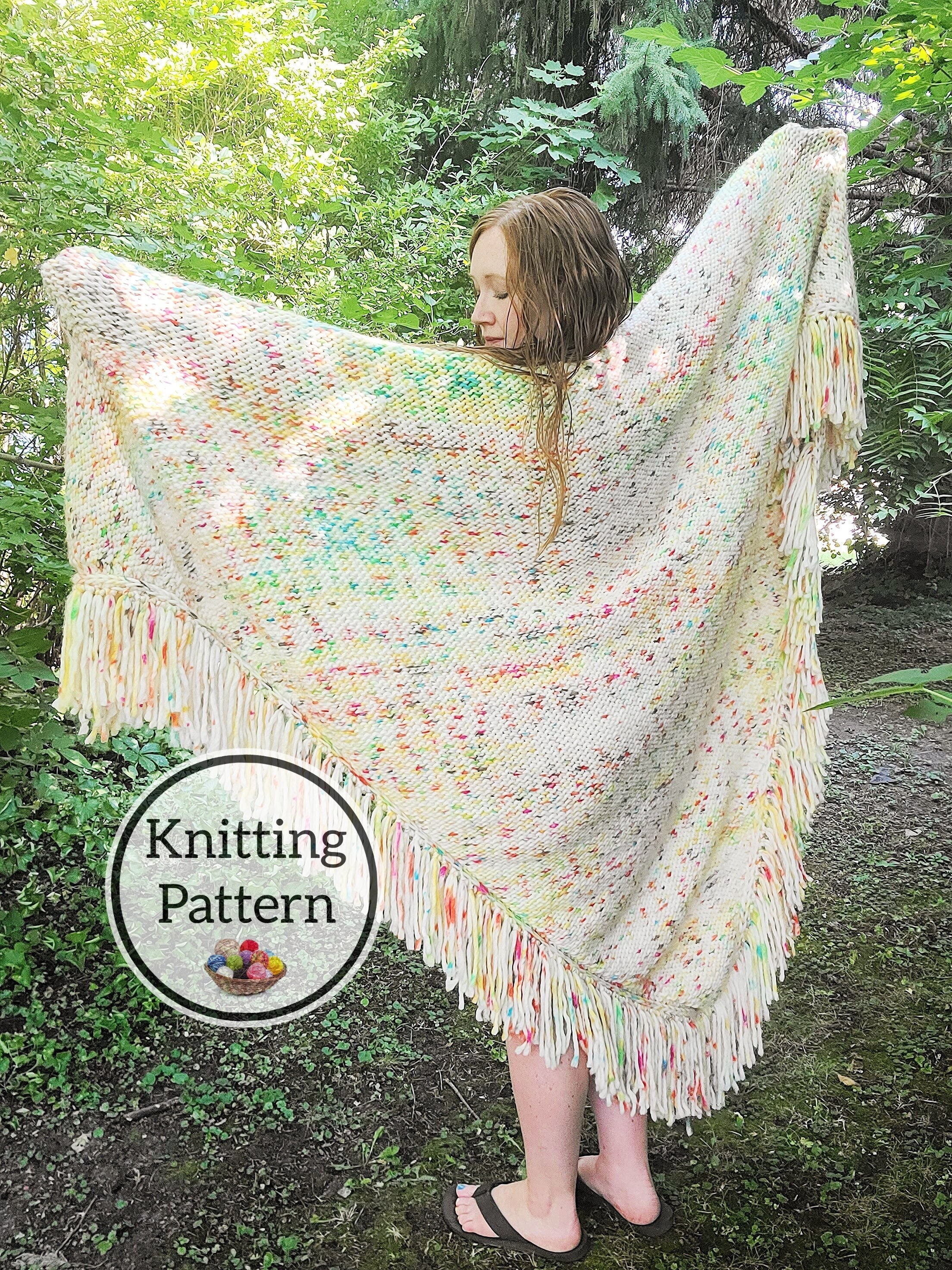 Knit Pattern,  And Just Like That Carrie Knit Wrap, Blanket Pattern, Triangle Blanket