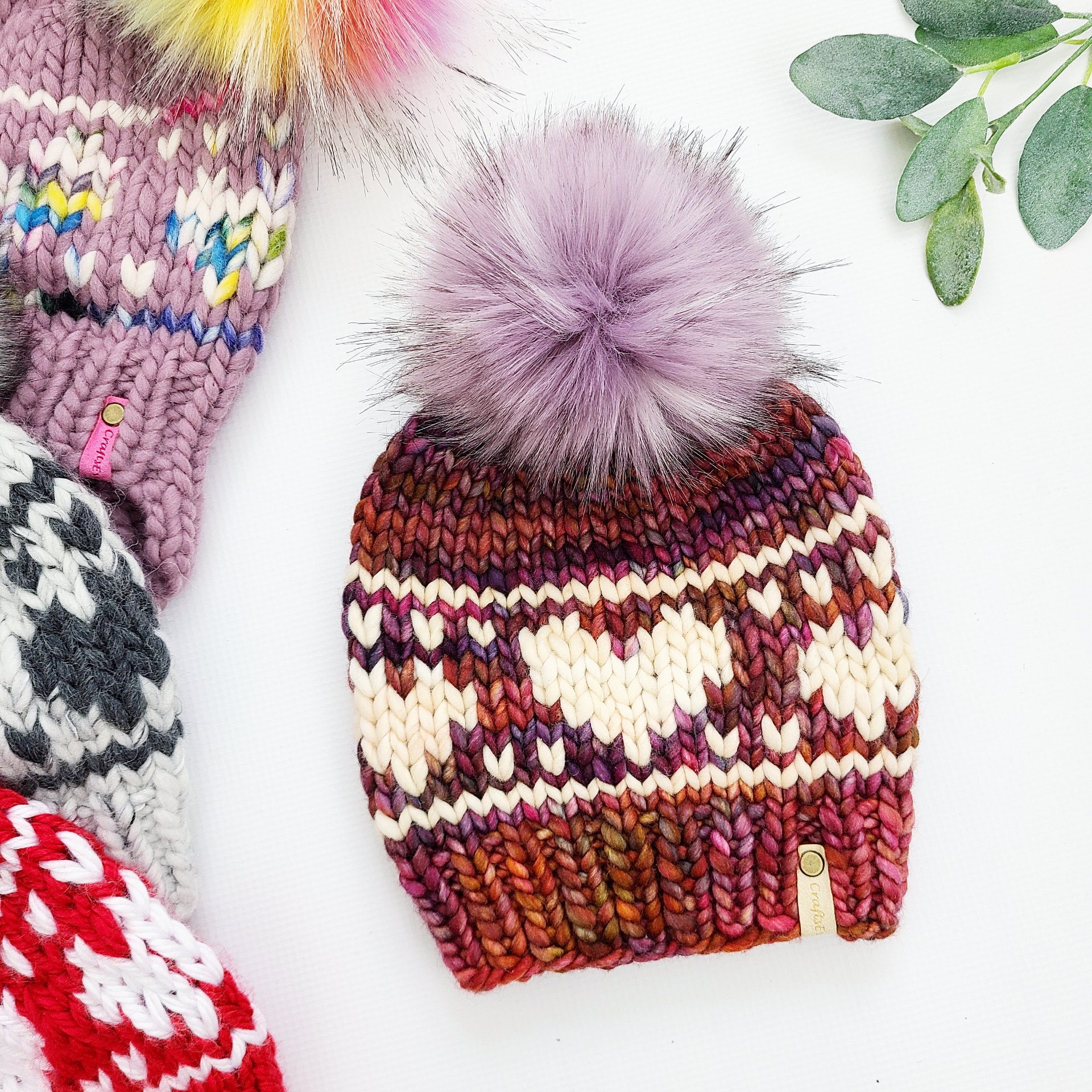 Big Love Beanie Knit Hat Pattern, Super Bulky Hearts Hat Pattern - Etsy