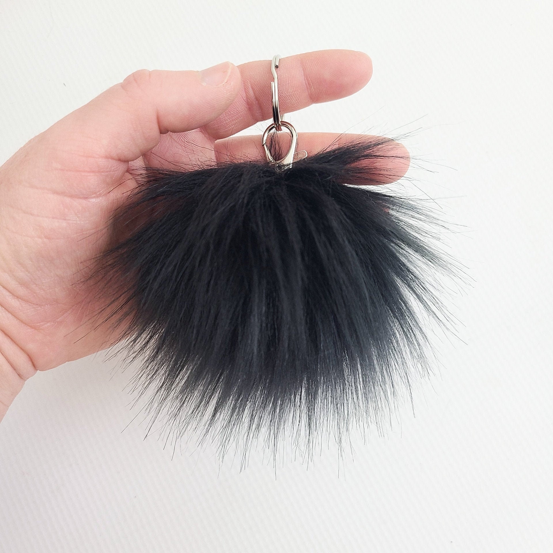 Faux Fur Pom Pom Keychain Bag Charm Luggage Tag | Etsy